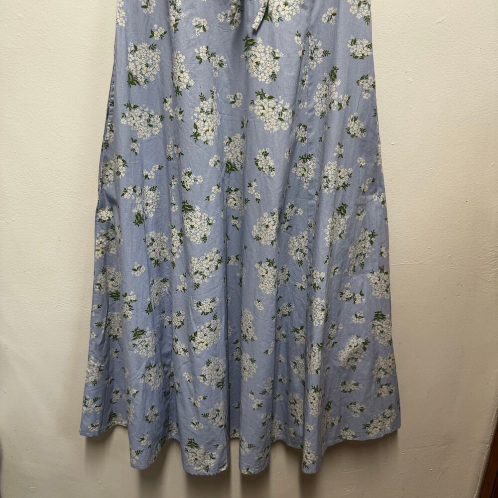 Sim & Sam Floral Maxi Empire Waist Dress M Blue Cotton Sundress Cottagecore Y2K - Picture 3 of 14